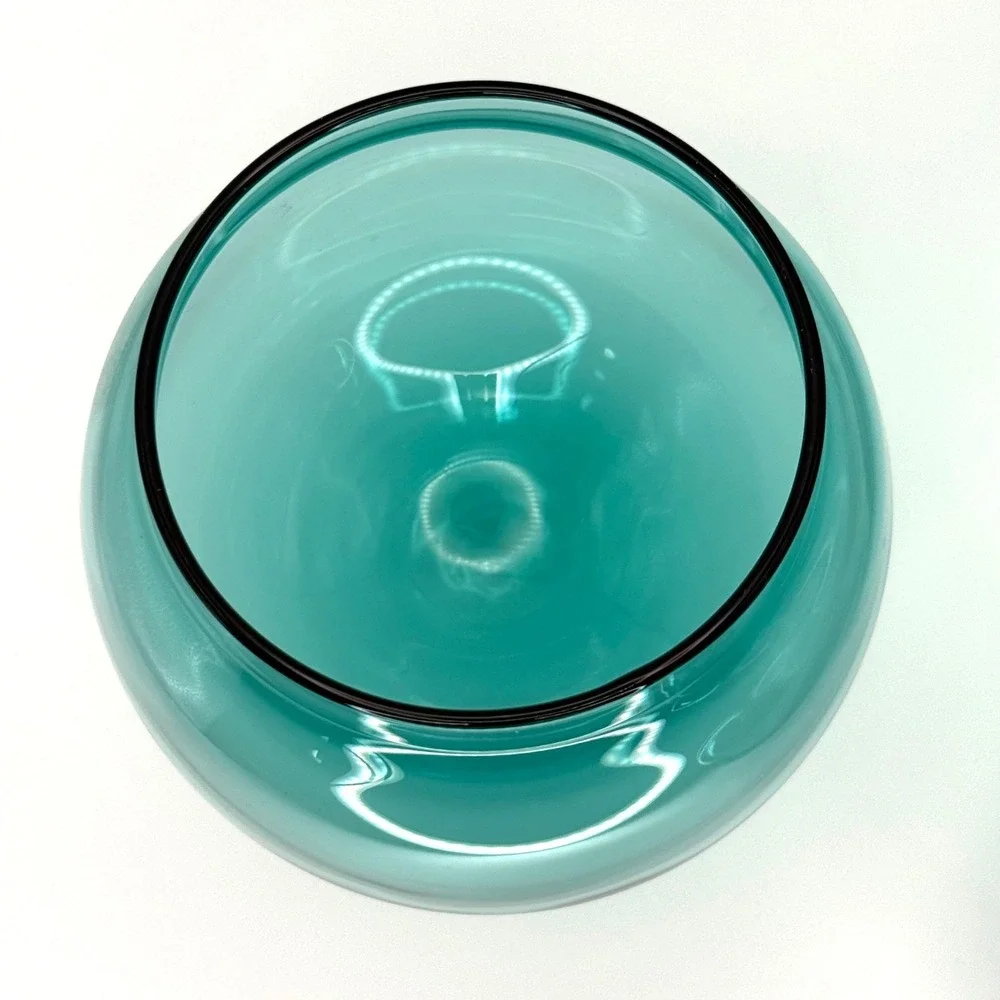 Vintage MCM Space Age Retro Apothecary Canister‎ Federal Glass Roly Poly Blue